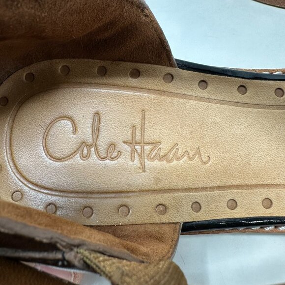 Cole Haan Capri T-Strap Sandals Size 9B Dark Amber Brown Leather - Picture 11 of 13